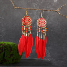 Load image into Gallery viewer, Arlo Feather Earrings - Red
