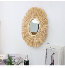 Load image into Gallery viewer, Bohemian Raffia Mirror - Sun Bead
