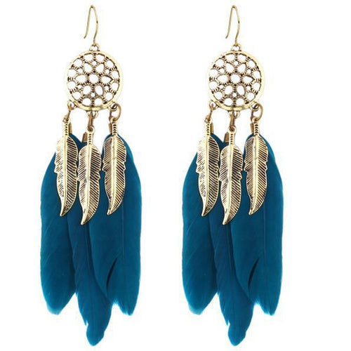 Feather Dreamcatcher Earrings - Boho Boutique