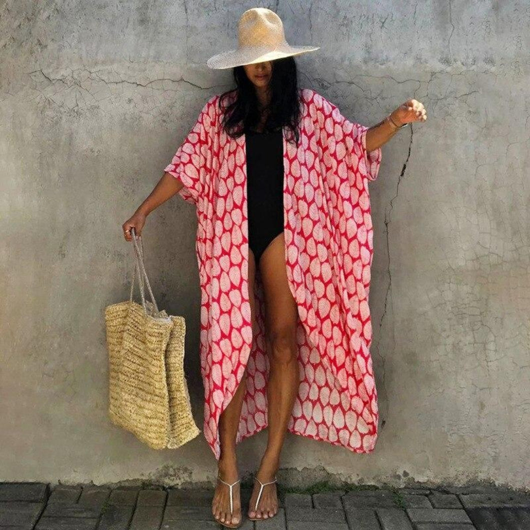Palm Isle Kimono - Red
