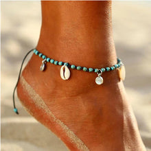 Load image into Gallery viewer, Blue Beaded Shell Anklet

