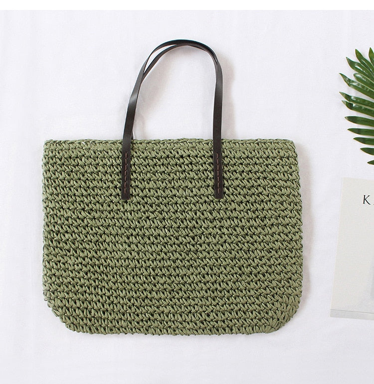 Soft Straw Bag - Army Green